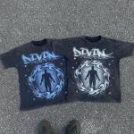 Custom Streetwear Vintage Two Piece Joggers Tshirt Stone Acid Wash Set for Men