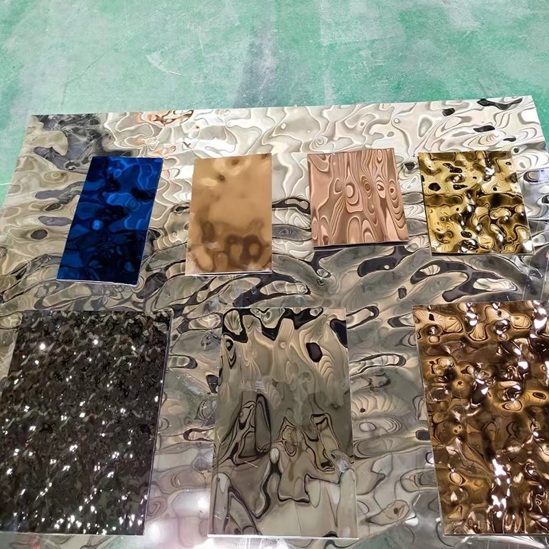 Rose Gold Water Ripple Stainless Steel Sheet 3.0mm Thickness Water Ripple Stainless Steel Panel