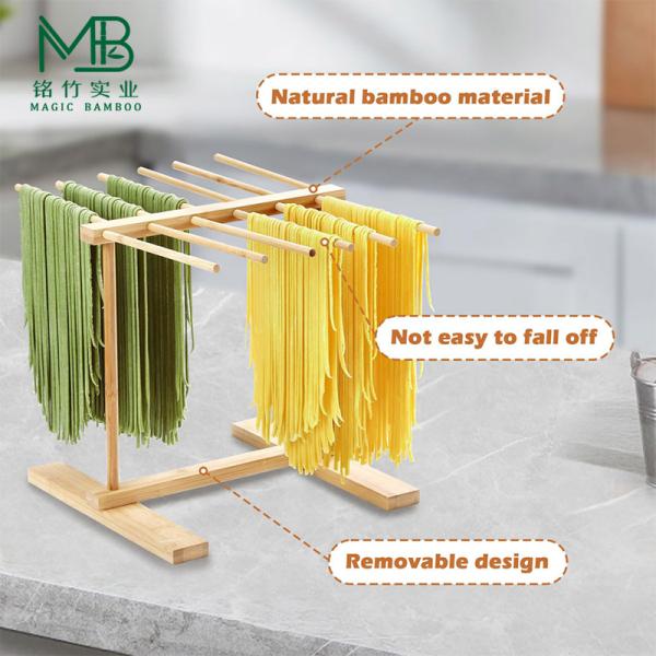 Bamboo Pasta Drying Rack With Transfer Rod For Restaurants