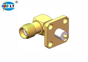 China 50Ohm Gold Plated SMA Connector 4 Holes Flange SMA Receptacle Connector wholesale