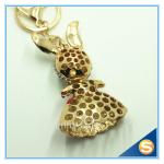 Creative Rhinestone Rabbit Key Ring Custom Logo Print Metal Key Chain