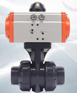 China Air Actuated PVC Ball Valve Double Acting actuation  Pneumatically Actuated Direct Acting uPVC True Union Ball Valve wholesale