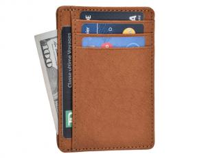 China Men Slim Leather Wallet Card Case RFID Blocking Smart Minimalist wholesale
