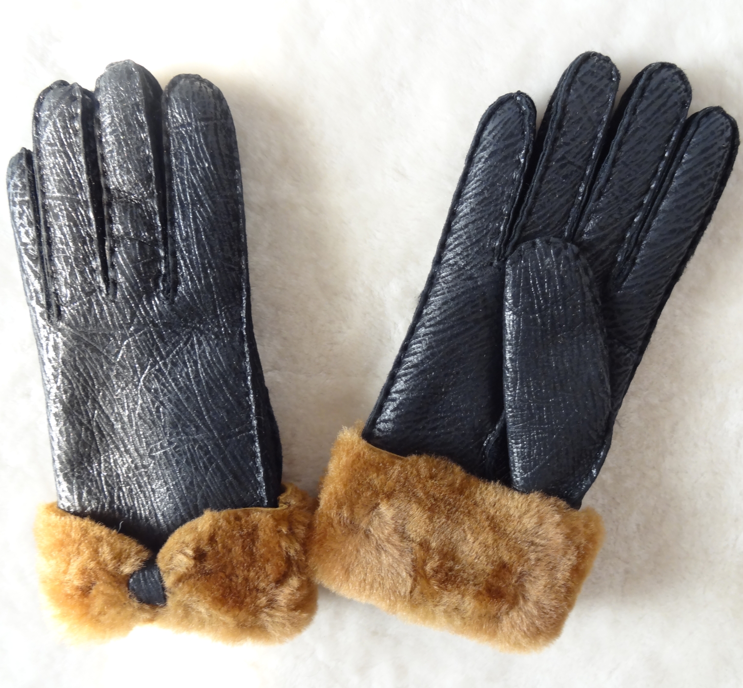 Spain merino double face lamb fur gloves butterfly glove real leather glove women gloves