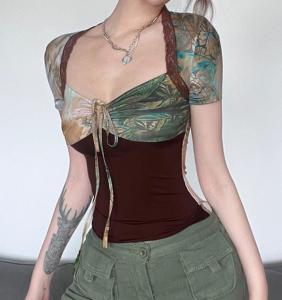 China Custom Clothing Factory Women'S Short Sleeves Slim Crop Top Sexy Pleated Bustier Square Neck Strappy Vest wholesale