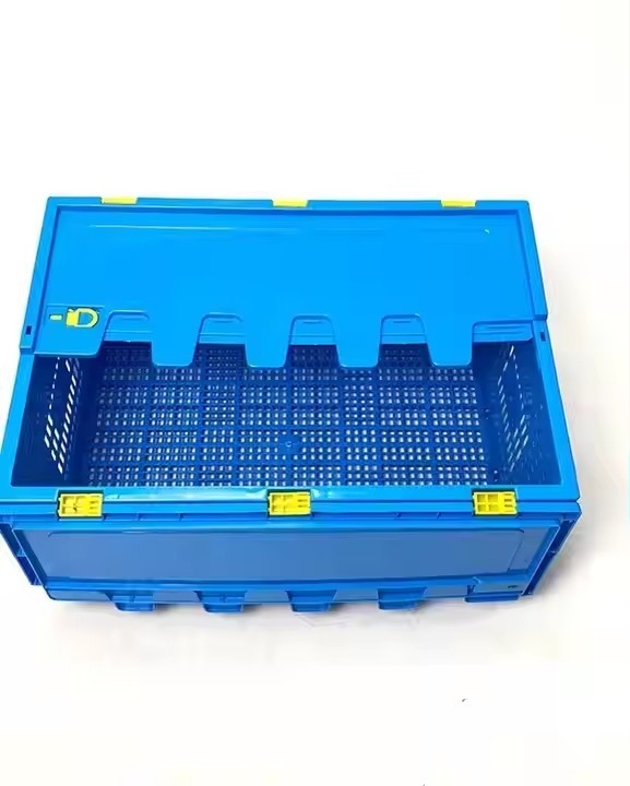 Plastic Turnover Basket Folded Stackable Storage Baskets For Harvest Fresh Food And Fruit Collapsible Crates