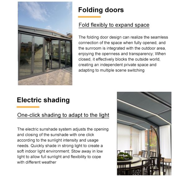 Customizable Electric Motorized Retractable Sunroom with Laminated Tempered Glass Roof for Outdoor Spaces