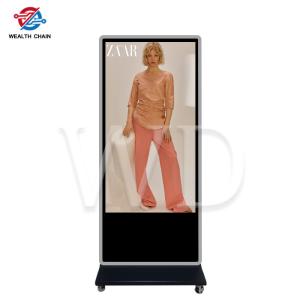 China 75 Inch LCD Standing Advertising Display LG 4K Screen With Movable Wheels wholesale