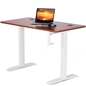 China Commercial Furniture Modern Design Brown Wooden Manual Standup Desk for Small Office on sale