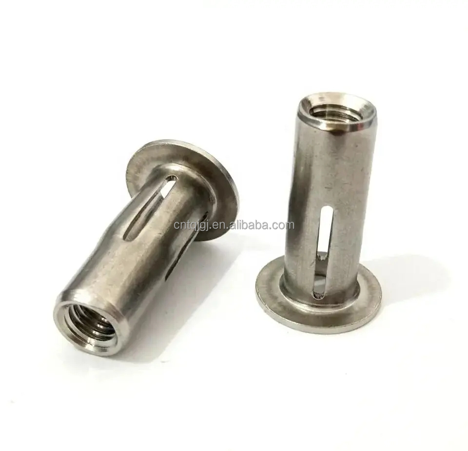 Customizable DIN Standard Stainless Steel/Carbon Steel Automotive Parts Slotted Expansion Rivet Nut for Galvanized Finish