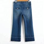Wide Leg Tassel Trim Girls Denim Jeans , Bell Bottom Pants Adjustable Waist