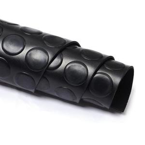 China Non-Slip Rubber Floor Mat With Custom Size Coin Bump Pattern Anti-Slip Black Round Stud Coin Rubber Floor rolls wholesale