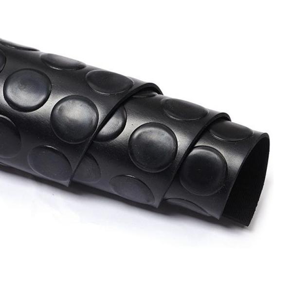 Non-Slip Rubber Floor Mat With Custom Size Coin Bump Pattern Anti-Slip Black