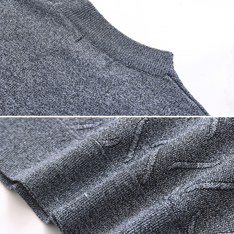 Winter Thick Middle Aged Fleece Lined Sweater 12GG Simple Long Sleeve Knits
