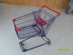 China 75L Wheeled Shopping Cart Trolley With Colorful Powder Coating , Grocery Cart With Wheels wholesale