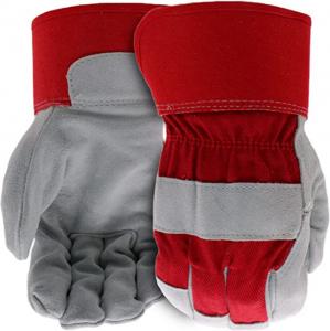 China Gray Red Hand Leather Gloves Work Safety High Abrasion Resistant Gloves S - XXL on sale