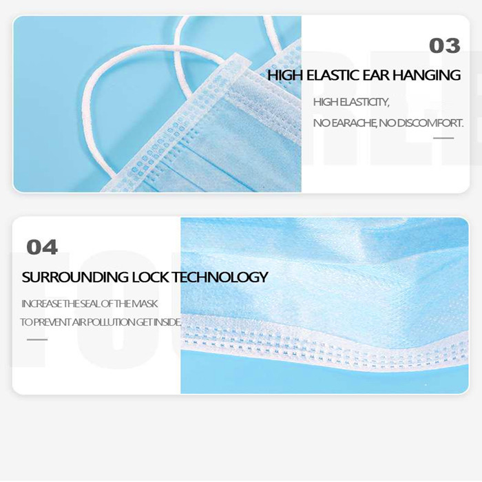 Non Woven Face Mask Surgical Disposable 3 Ply With Earloop Anti Virus