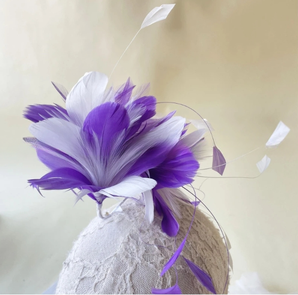 Millinery Supplies Goose Feather Flower Mount with Wire Accessory in 15*15 cm Size