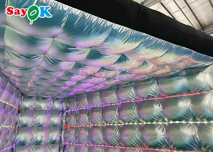 Photo Booth Decorations Advertising LED Light Inflatable Photo Booth V Sharp Silver Type Enclosure Tent