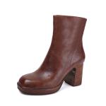 S184 Factory solid color thick high-heeled autumn and winter new style cowhide