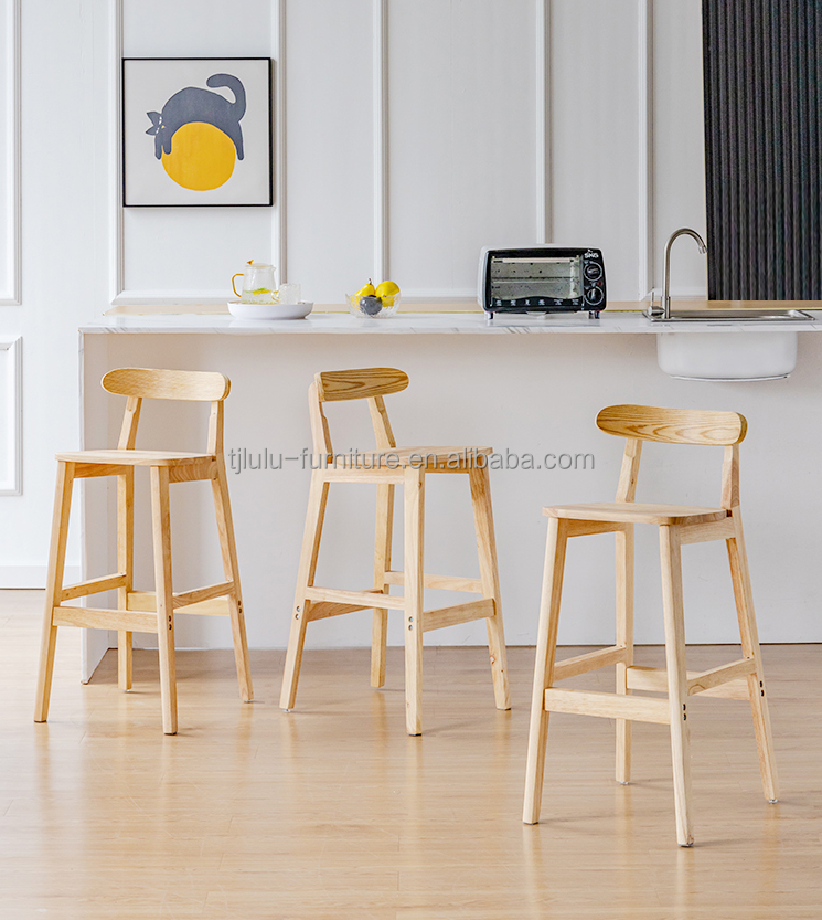 Vintage Style High Chair Bar Stool with Solid Wood Material LL-C34