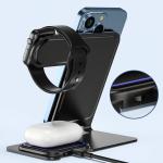 Aluminum Alloy 3 In 1 Wireless Charging Stand 15W Power Over Temperature