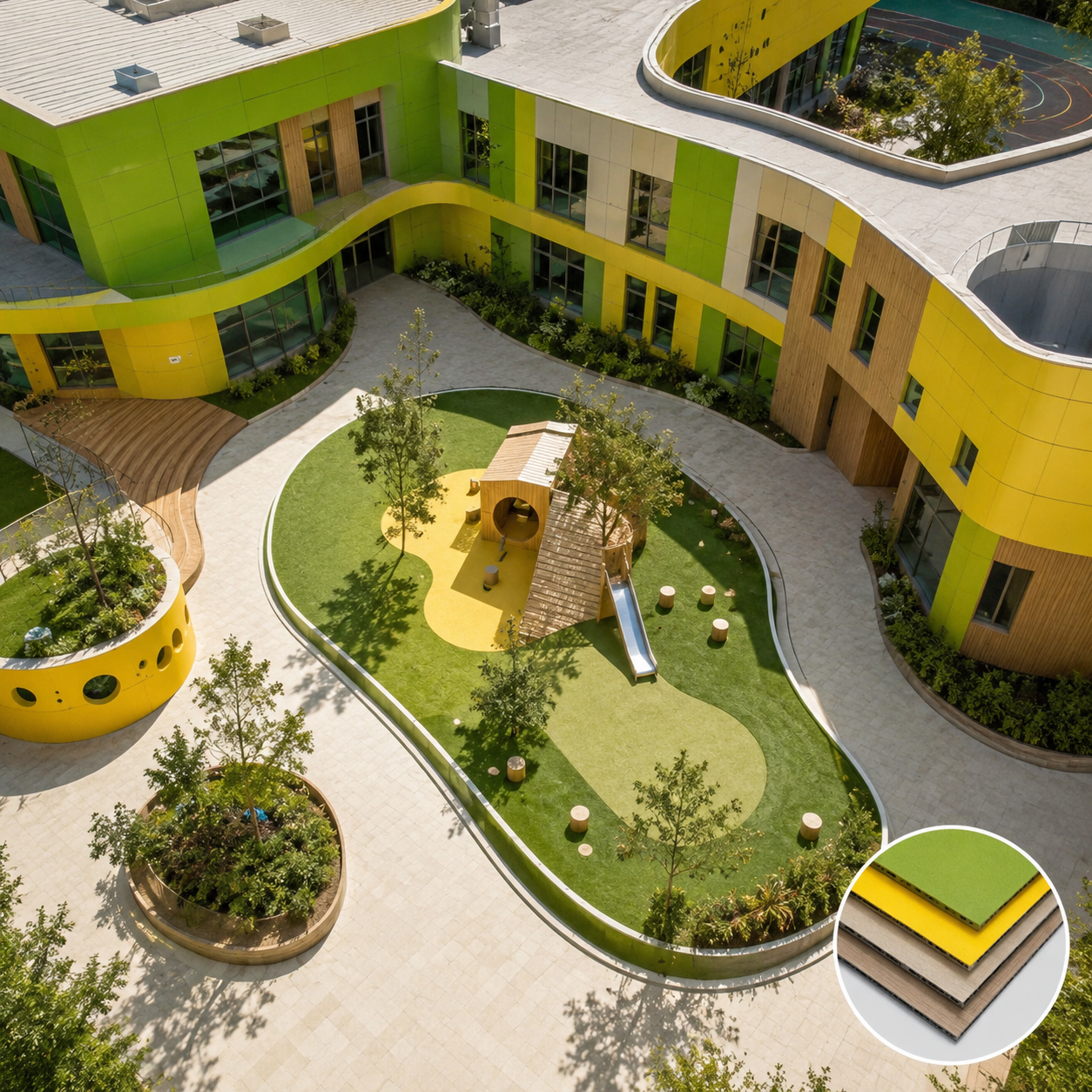 Kindergarten-specific Compact Laminate Exterior Wall Panel Fireproof, Weather Resistant & Impact Safe