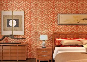 China Red Long Fiber Nonwoven Living Room Wallpaper , Modern Wallpaper For Bedrooms wholesale