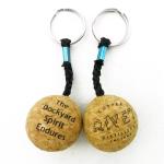Custom Logo Printed Round Cork Ball Keyring Blank Floating Wooden