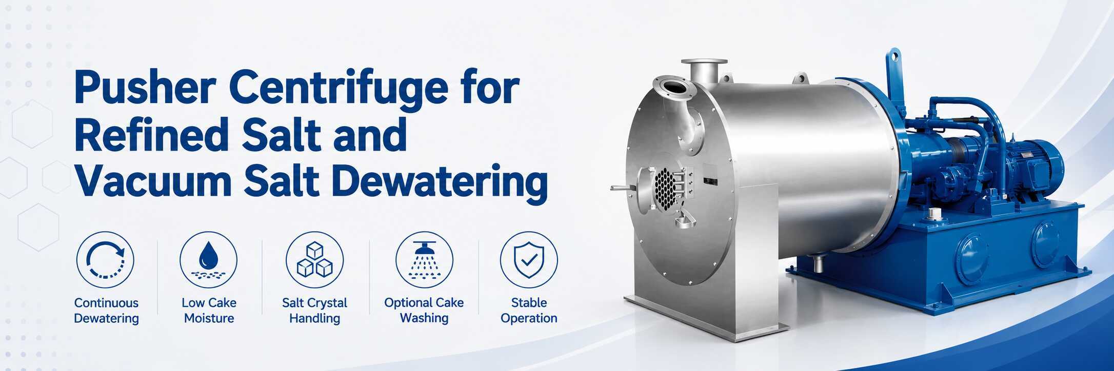 Low Moisture Pusher Centrifuge for Salt Dewatering