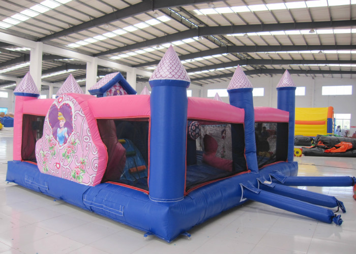 Pink Inflatable Princess Bounce House , Big Party Inflatable Bouncy Castle 5 X 5.8 X 3m