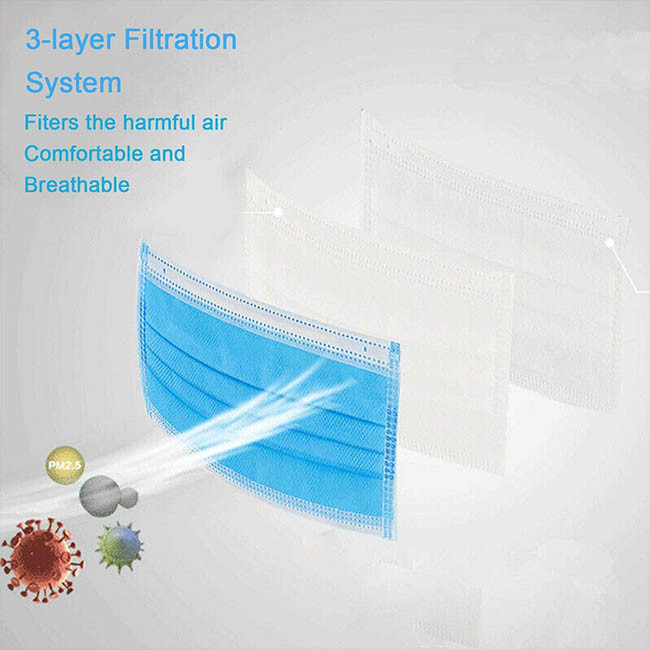 Anti Virus 3 Ply Surgical Face Mask Skin Friendly CE FDA Certification
