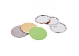 China ABS Glass Makeup Mirror Foldable 11mm Round Compact Mirror Logo PU Leather on sale
