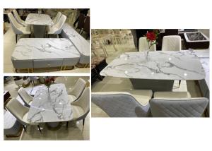 China White Crack Pattern Modern Kitchen Dinette Sets Moisture Proof For Household wholesale