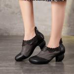 S071 2020 autumn women's shoes single shoes retro handmade hollow carved leather