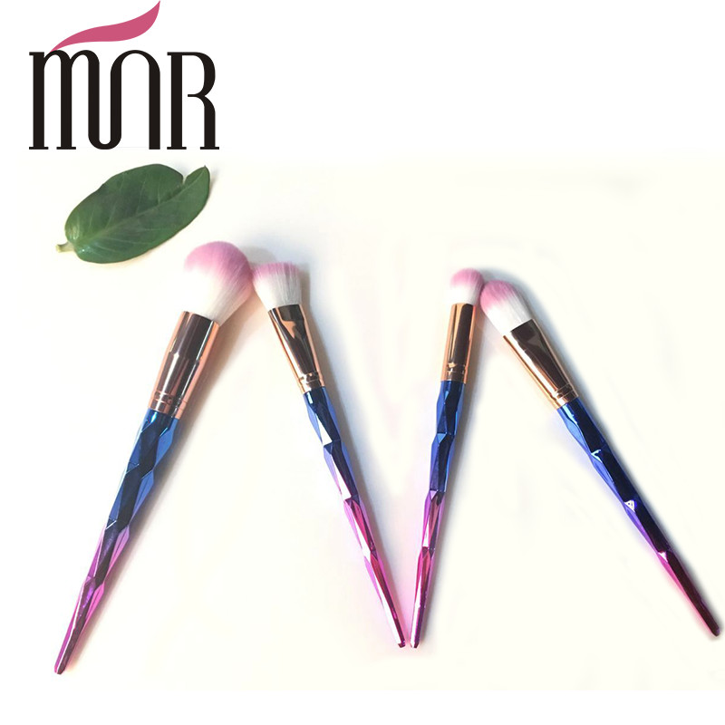 Copper Ferrule Plating Rainbow Professional Makeup Brush Set Environment Friendly