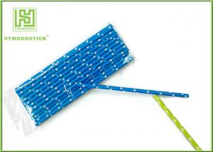 China Durable Navy Blue Polka Dot Paper Straws , Long Wedding Paper Straws on sale