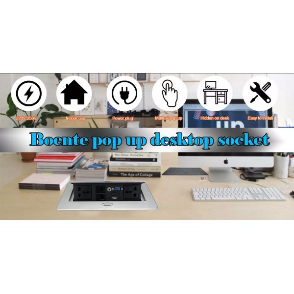 Multi-function Desktop Socket Pop up Hidden Socket for Office With 2 Universal Power Interface USB Charging