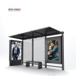 Outdoor Furniture Aluminum Alloy Smart Bus Shelter With Static Scrolling Poster