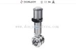 double seat butterfly valves sanitary pneumatic mixproof with positioner