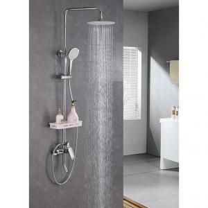 China Dual Handle Bath Shower Mixer Set , Chrome Wall Mounted Shower Faucet Kits wholesale
