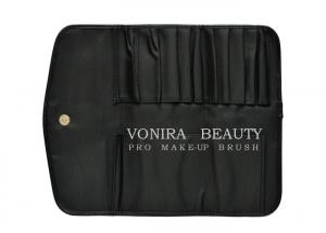 China Portable Makeup Brush Roll Up Handbag Cosmetic Case Travel Magnetic Clasps Closure Black 10 Pockets Beauty Tools wholesale