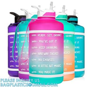 China Gallon Water Bottle With Time Marker BPA Free, Motivational Large Water Jug Leak Proof Huge Water Container wholesale
