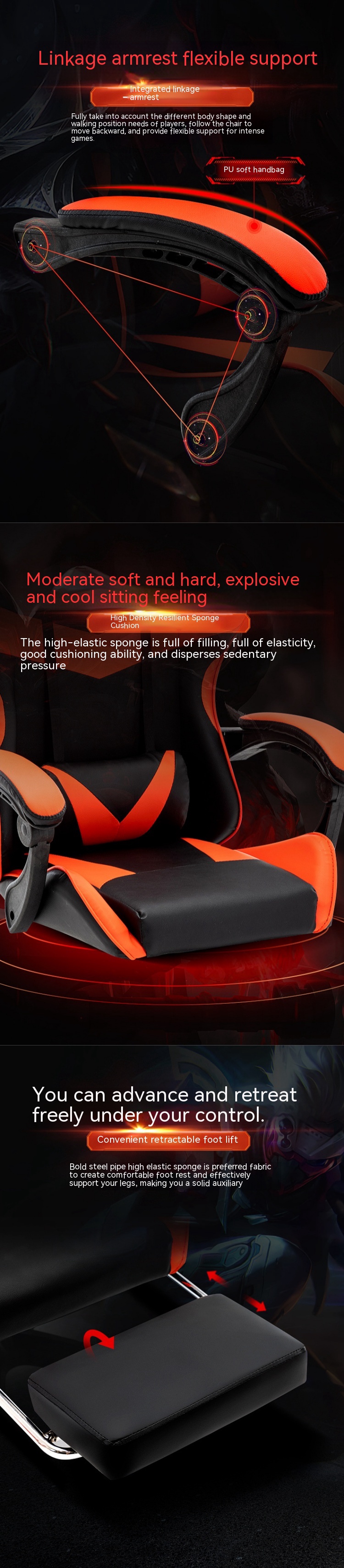 Ergonomic Black Gaming Chair with Footrest and BIFMA Passed Class 4 Chrome Gaslift