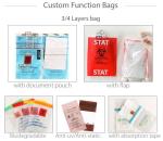 Blood Transport Bags, First Aid Bag Pac Pre-Printed Poly Bags For Disposing