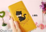 New Korean cute cat print bow candy-colored Japanese girls wave point zipper