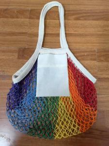 China Organic Cotton Big Net Bag Womens Shopping Mesh Bags With Custom Logo Pocket wholesale