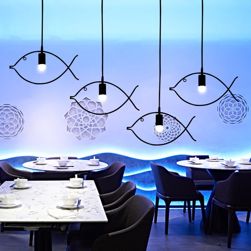 Industrial multi pendant lighting For Living room Bedroom Fish Shape (WH-VP-43)