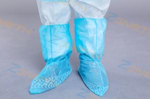 China Anti Slip Blue 35GSM Disposable Plastic Boot Covers wholesale