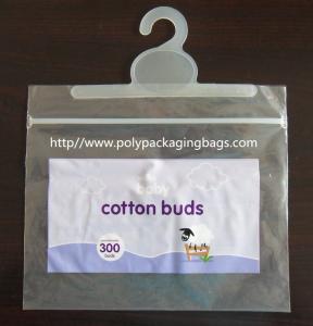 China Colorful Printed Cotton Buds Packaging Plastic Bag With Hook Hanger on sale